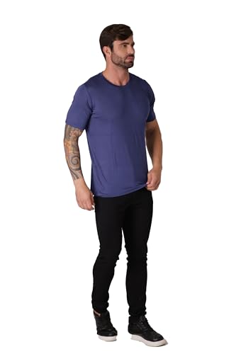 Camiseta Modal Básica Masculina, Tecido Casual, Estilo Moderno