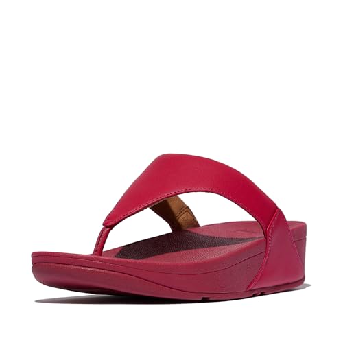 Image of FitFlop Women's Lulu Leather Toepost Redberry 7.5