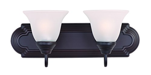 Image of Maxim Lighting Essentials 2-Light Bath Vanity Light | Rubbed Bronze Finish | Transitional Bath Vanity Light | Ideal for Bathrooms & Powder Rooms | Dimmable Damp Rated | 8012FTOI