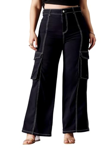 Image of Miss Chase A+ Women's Wide-Leg High-Rise Regular-Length Stretchable Shaping Denim Jeans
