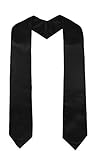 GraduatePro Plain Graduation Stole for Unisex Adults Sash 60' Long Black