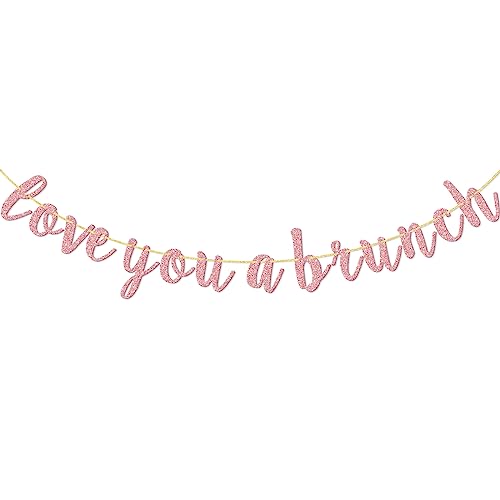 Love You A Brunch Banner - Bridal Shower Engagement Birthday Party Decorations, Party Bunting Ornament, Pre-Strung, Dessert Table Sign, Black Glitter (Rose Gold Glitter) by FOZEE - Used condition - US$8.99