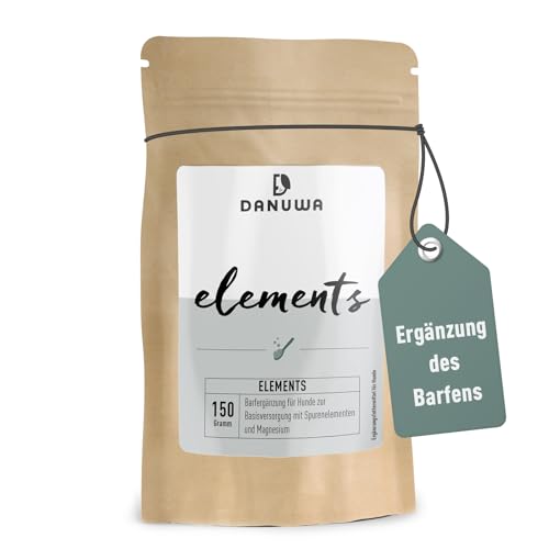 DANUWA Elements 150g – Spurenelemente & Mineralstoffe für Hunde - Canine Booster mit Magnesium, Zink, Kupfer & Mangan – Ergänzungsfuttermittel für gesunde Knochen, Nerven & Immunsystem