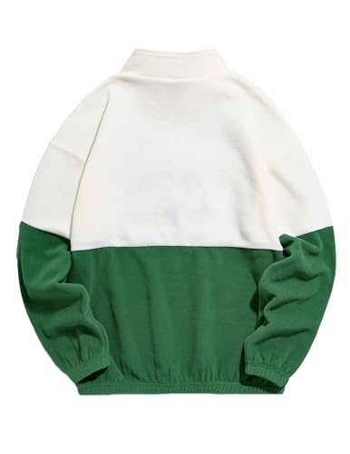 ZAFUL Men's Bold Print Quarter Zip Pullover Graphic Oversized Fleece Sweatshirt Color Block Crewneck Vintage Casual Streetwear Top2