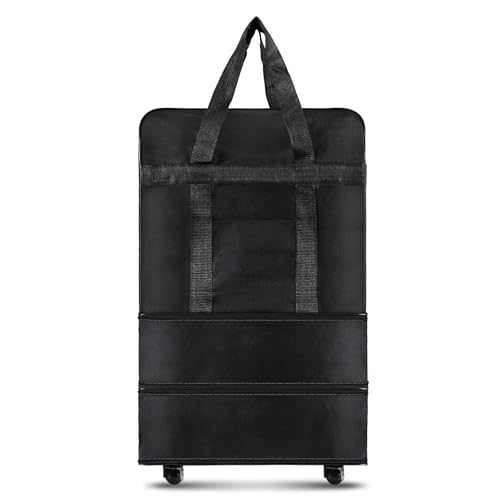 ZJchao Expandable Rolling Luggage Bag, Foldable Travel Suitcase with Durable Oxford Material, Portable Carry-On Size
