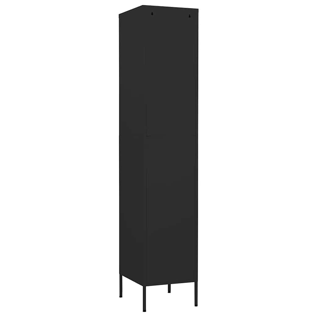 Armadio nero 35 x 46 x 180 cm in acciaio – Armadio in metallo con serratura con 4 ripiani e fessure di ventilazione per ufficio, palestra, scuola e archivio