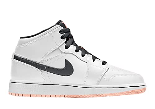 Nike Unisex Air Jordan 1 Mid (Gs) Sneaker, Kids, White/Anthracite-Arctic Orange, 6.5Y M Us #TOP1