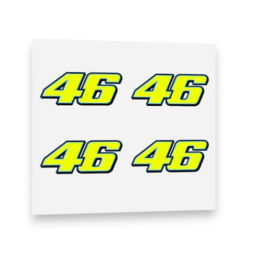 Valentino Rossi Autocollant 46 en vinyle Jaune fluorescent 2013 (4 x 5cm) sticker
