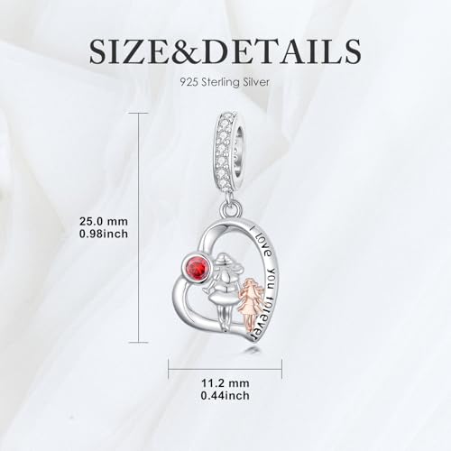Image of PROESS Father Mother Daughter Charm fit Charms Bracelet Sterling Silver Charms for Bracelets Birthday Valentines Day Gifts for Daughter Mother Lover