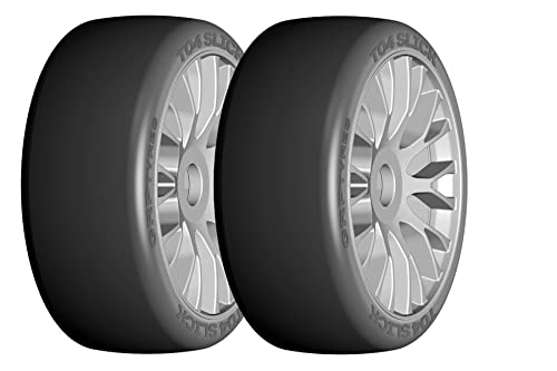 GRP GTK04-XB2 1:8 GT New Slick ExtraSoft Silver 20 Spoke Rubber Tires (2)