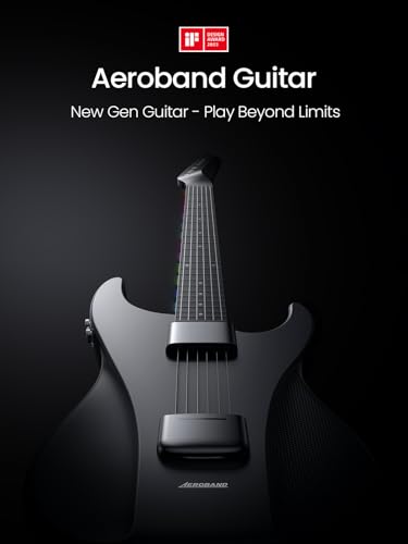 Image of AeroBand Smart Guitar With Silicone Strings, Travel Silent Guitar With Detachable Fretboard, Headphone Jack, Built-in Speaker and Drum system, Aeroband APP Play