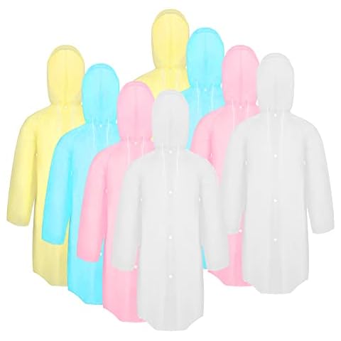 8 Pack of Rain Poncho for Adults, Light Weight Waterproof Rain Poncho, Unisex Portable Emergency Rain Coat with Drawstring Hood and Sleeves, for Festivals, Camping,Travel,Fishing,Emergency Situations Cover
