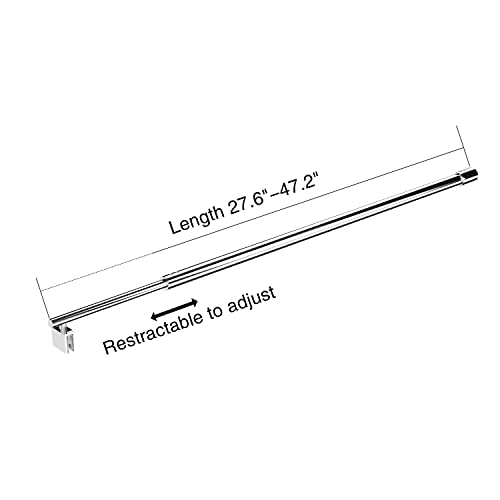 Shower Door Glass Support Bar,27.6'' To 47.2'' Shower Screen Support Telescopic Bar For 5/16" To 3/8" Thick Glass,Wall-To-Glass Support Arm For Fixed Frameless Shower Glass Panel,Polished Silver #TOP4