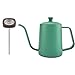 Nichhany 600 ml czajnik do kawy ze stali nierdzewnej gęsia szyja dzióbek czajniczek z termometrem (zielony)