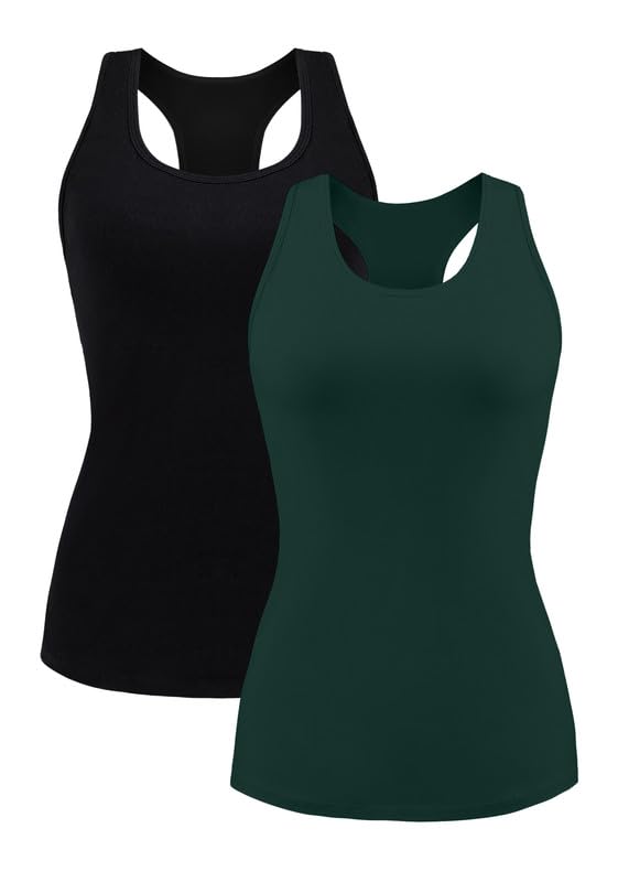 Image of beautyin Women Tank Top with Shelf Bra Racerback Workout Yoga Undershirt