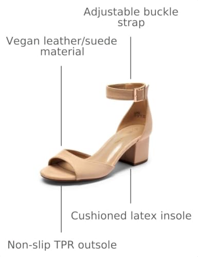 Image of DREAM PAIRS Women's Chunky Heel Sandal | 2.2 inch chunky block heels,open toe with ankle strap buckle, classic comfortable heeled sandals,wedding party dress shoes
