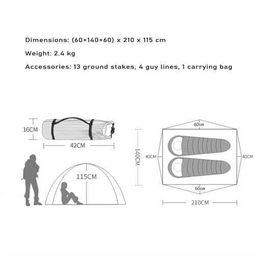 Carpa de Camping para 1 Persona, Impermeable, 4 Estaciones miniatura 7