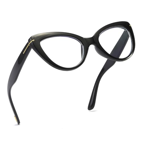 KoKoBin Large Cat Eye Reading Glasses Women's Anti-Blue Light Glasses Fashion and Comfortable Cat's Eye Computer Reader (Black, +2.5) - Image 3