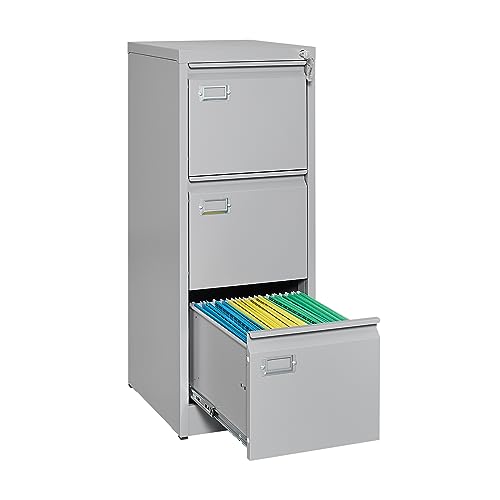 Anxxsu 3 Drawer File Cabinet, Filing Cabinets for Home Office, Metal Vertical File Storage Cabinet with Lock, Locking File Cabinet for A4 Legal/Letter, 15.1" W x 17.7" D x 40.5" H, Assembly Required