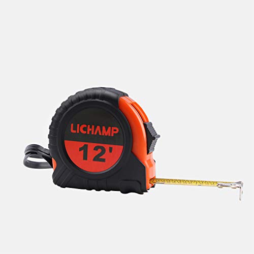 Lichamp Tape Measure 12 Ft, 8 Pack Bulk Easy Read Measuring Tape Retractable With Fractions 1/8, Measurement Tape 12-Foot By 1/2-Inch #TOP2
