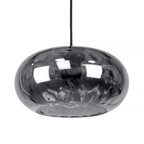 Image of Smoked Hammered Glass Shade Replacement for E26 Pendant Lights, Chandeliers, Table Desk Floor Lamps and Wall Sconces, 11 inch Grey Lampshade for Vanity Light, Dia 11 inch, Height 5.5 inch, Fitter 1.65 inch