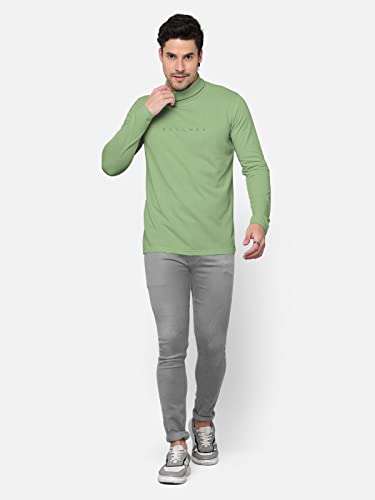 Image of BULLMER Solid Cotton Blended Full Sleeve Turtle Neck Tshirt for Men