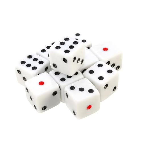 Lahviuu Dados Poliédricos,10 pcs Dados de rol para Ungeons y Dragons Pathfinder Role Playing Dice Enseñanza de Matemáticas 16mm 6 Caras Blanco