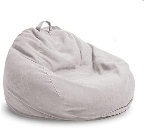 Portable Lazy Beanbag Chair Sofa Set Thick Waterproof Cotton Bean Bag Cover Without Filler Outdoor Pouf Chair Beanbag Puff Sofa Lounge Recliner Sac (Color : Beige White, Size : 2.3ft-D70cm-Cover)