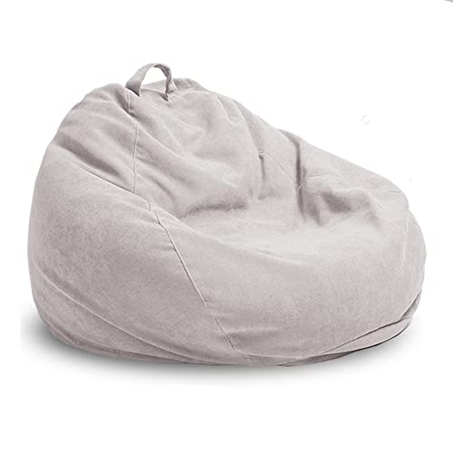 Portable Lazy Beanbag Chair Sofa Set Thick Waterproof Cotton Bean Bag Cover Without Filler Outdoor Pouf Chair Beanbag Puff Sofa Lounge Recliner Sac (Color : Beige White, Size : 2.3Ft-D70Cm-Cover) #TOP2