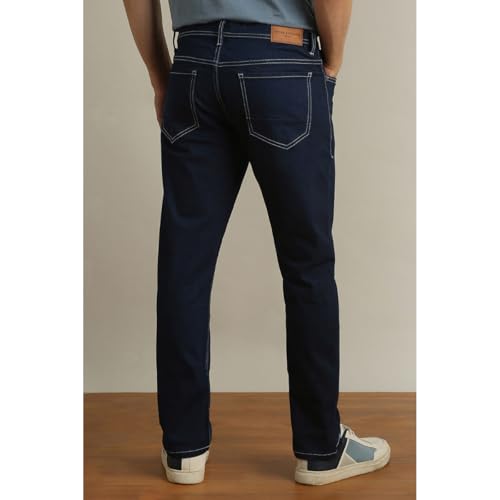 Image of Peter England Men's Slim Tapered Jeans | Denim | Casual Wear | Modern Fit