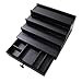 Fengligoo Black Cologne Organizer for Men - 4 Tier Wooden Perfume Display Stand with Drawer and Hidden Compartment for Organizing and Storing, Cologne Holder Shelf for Dresser