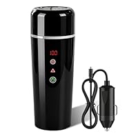 Pengrity Wasserkocher für Auto, DC 12V/24V Reisewasserkocher Auto, 420ml Wasserkocher Auto Zigarettenanzünder mit LCD-Anzeige, Temperatureinstellung, Rührfunktion, 304 Edelstahl für LKW Reise Camping