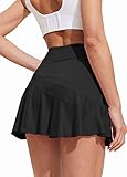 Ekouaer Tennis Skorts for Women Lightweight Black Skirt for Running Tennis Golf Workout Sports