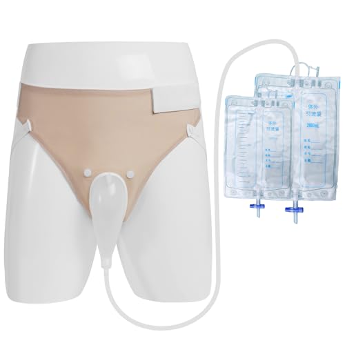 Poche à urine portable sans cathéter pour hommes âgés, alternative aux sous-vêtements pour incontinence pour personnes âgées, collecteur d'urine réutilisable (1000 ml*1 + 2000 ml*1), kaki