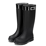PINGSHI Boutique UK Botas cálidas de Invierno Antideslizantes, Botas de Lluvia Altas for Mujer con Forro Polar, Zapatos Impermeables de Moda for Exteriores(Black a,37 EU)