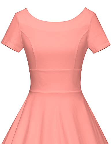 Image of GownTown Women's 1950s Vintage Dresses Short Sleeves Cocktail Stretchy Party Dresses with Pocket