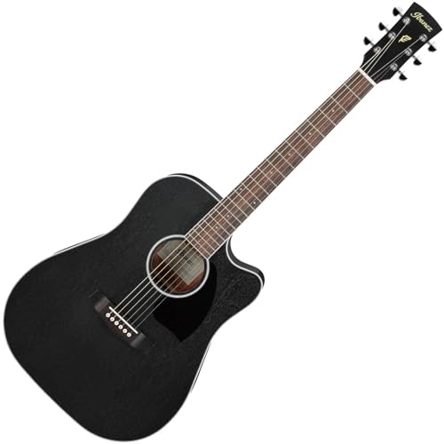 Ibanez PF16MWCE-WK Weathered Black Open Pore – Guitare Acoustique - Les Beatles, Paul McCartney, John Lennon, RIngo Starr, George Harrison Ibanez PF16MWCE-WK Weathered Black Open Pore - Guitare Acoustique