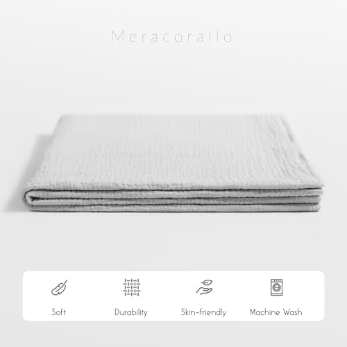 Image of Meracorallo Muslin Swaddle Blanket, 100% Cotton Receiving Blanket Soft and Breathable Swaddle Wrap for Baby Boys and Girls, Light Gray