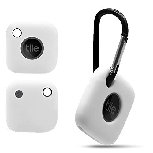 Seltureone Silicone Case Compatible for Tile Mate 2022 with Keychain, Anti-Scratch Lightweight Soft Protective Sleeve Skin Cover for Tile Mate Tracker 2022/Tile Mate 2024 (Device Not Included), White