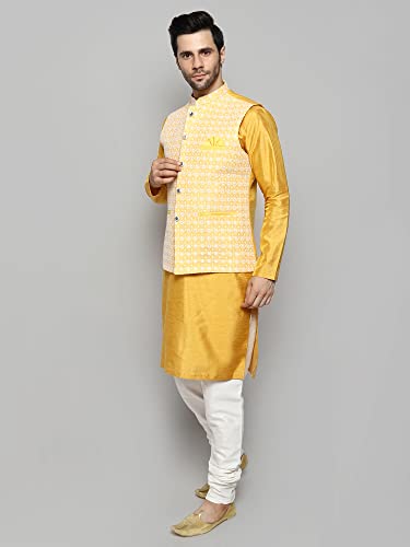 Image of Uri and MacKenzie Men's Silk Blend Kurta Pajama with Designer Ethnic Nehru Jacket /Modi Jacket