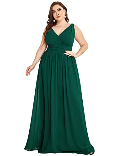Ever-Pretty Womens Plus Ruched Chiffon Long Formal Dance Prom Dresses Green US 20 Ever-Pretty Womens Plus Ruched Chiffon Long Formal Dance Prom Dresses Green US 20