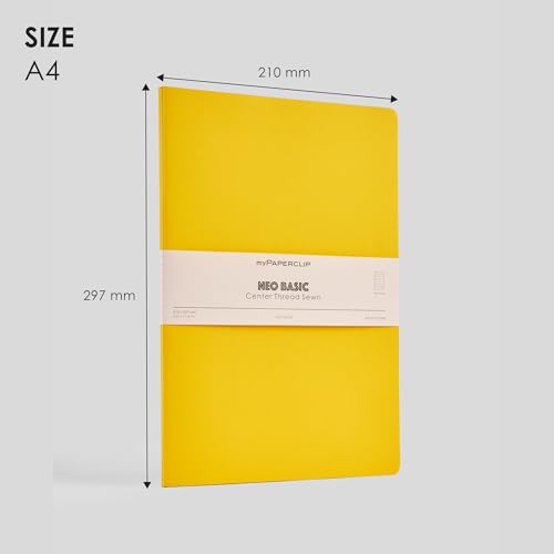 Image of myPAPERCLIP NeoBasic A4 Ruled Notebook | 160 Pages, 80 GSM, 250 GSM Soft Cover, A4 (8.27 x 11.69 in) | Yellow