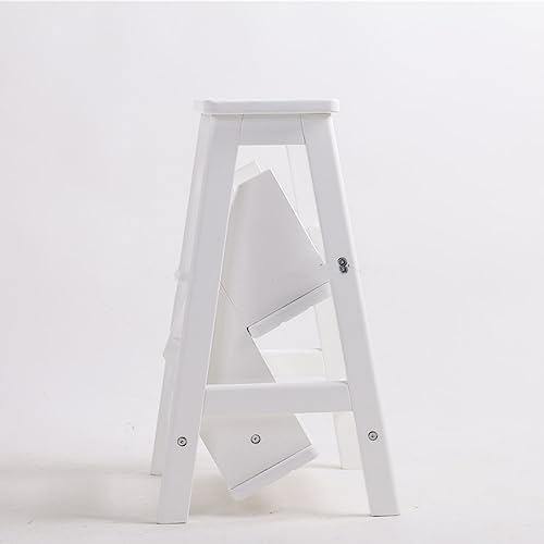Silla plegable tipo escalera de madera blanca para tareas domesticas 5