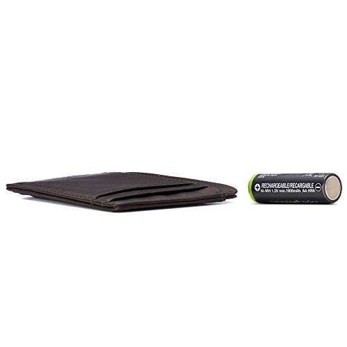 Image of Alpine Swiss RFID Minimalist Oliver Front Pocket Wallet For Men Leather York Collection Brown