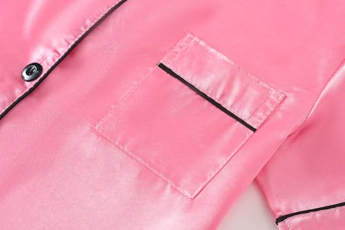 Satin Nightgowns for Girls Kids Silk Short Sleeve Button Down Sleepshirt Dress Night Pajamas size 8-163