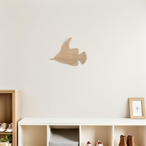 Poisson en rotin tissé main sculpture murale chic beige