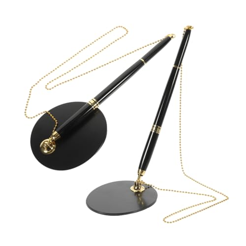 GRADENEVE 2個セキュリティペン カウンターペン 製チェーン付 ベース付 受付