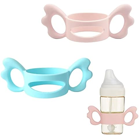 Babyflaschen Griffe, Flaschengriff Halter, Baby Flaschengriffe Silikon, Weithals Babyflaschengriffe, Baby Silikon Flaschengriffe für Baby Kleinhand Greifdesign, Außendurchmesser über 5 cm, 2Pack Cover
