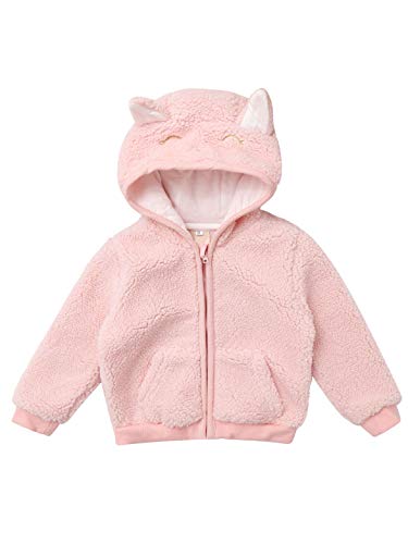 Yartina Infant Baby Girls Boys Fleece Jacket Outwear Coat Warm Hoodies Zip-up Overcoat Pink 0-3 Months