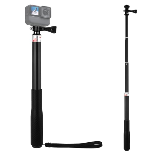 36/92cm Extendable Selfie Stick for GoPro Hero 13/12/11/10/9/8/7/6/5 DJI Osmo Pocket 3 Insta360 X5/X4 Adjustable 30-92cm Non-Slip Silicone Handle for Vlogging Travel Action Sports Camera